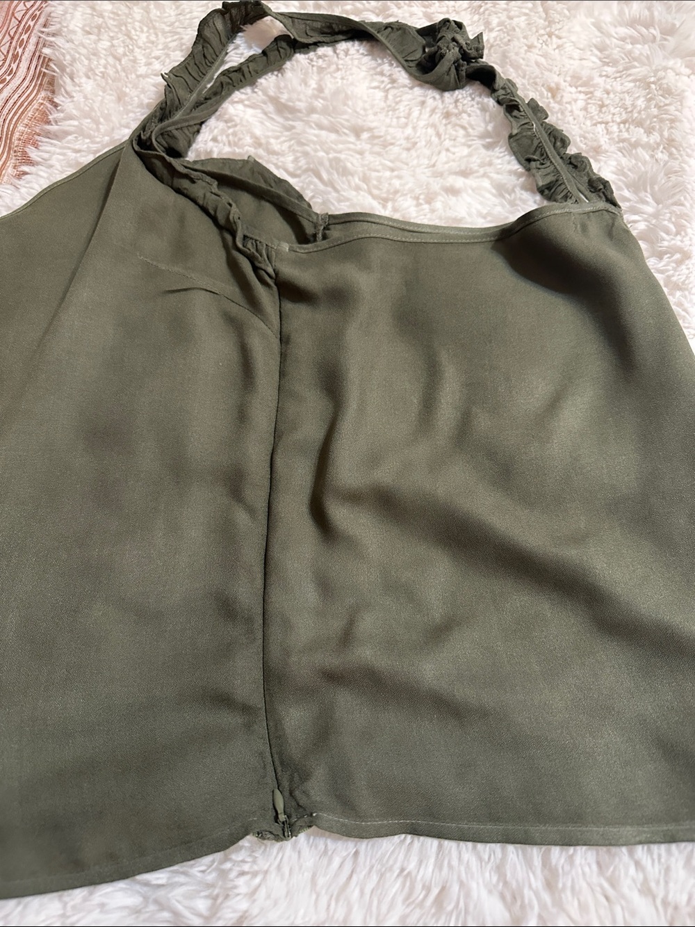 On The Road Olive Ruffle-Back V-Neck Camisole Tank - Picture 7 of 8